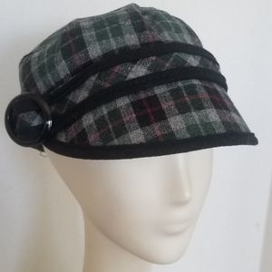 Green/Black Plaid Cap